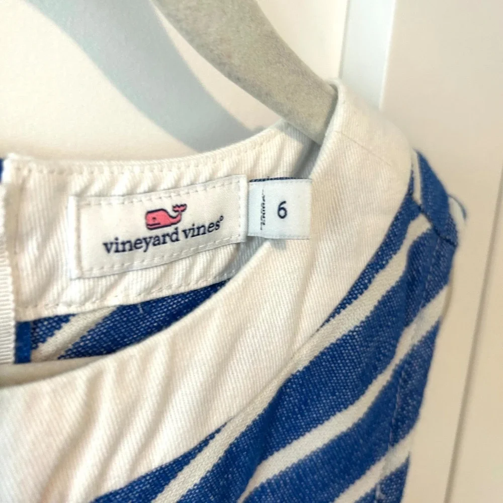 Vineyard Vines Girl's‎ Blue White Chevron A Line Sleeveless Dress in Size 6